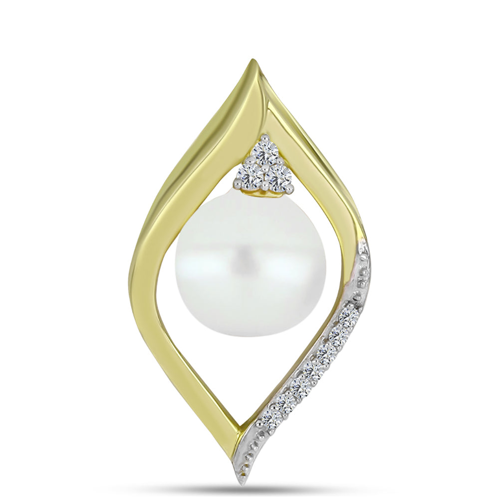 Pandantiv din Argint 925 Placat cu Aur ( 1.45 grame ) cu Perlă de Apă Dulce Albă și Topaz Alb 3.95 Carate 1 