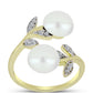 Inel din Argint 925 Placat cu Aur ( 3.44 grame ) cu Perlă de Apă Dulce Albă și Topaz Alb 4.96 Carate