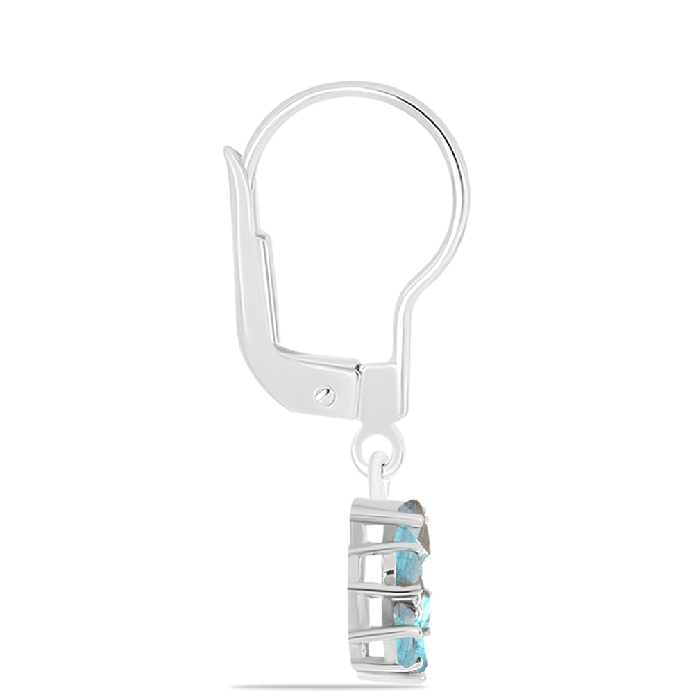 Cercei din Argint 925 ( 3.11 grame ) cu Gullgruvene Labradorit și Topaz Alb 2.66 Carate 2 