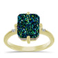 Inel din Argint 925 Placat cu Aur ( 2.09 grame ) cu Drusy Verde și Topaz Alb 3.47 Carate