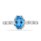Inel din Argint 925 ( 2.5 grame ) cu Opal Albastru Etiopian Paraiba și Topaz Alb 0.55 Carate