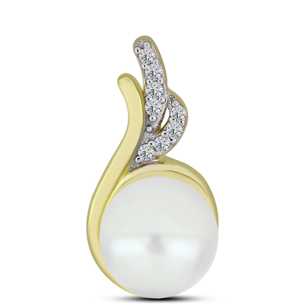 Pandantiv din Argint 925 Placat cu Aur ( 1.61 grame ) cu Perlă de Apă Dulce Albă și Topaz Alb 3.24 Carate 1 