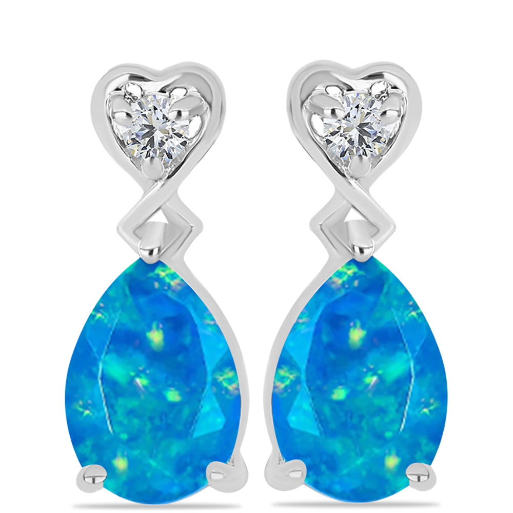 Cercei din Argint 925 ( 3.02 grame ) cu Opal Albastru Etiopian Paraiba și Topaz Alb 2.33 Carate 1 