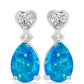 Cercei din Argint 925 ( 3.02 grame ) cu Opal Albastru Etiopian Paraiba și Topaz Alb 2.33 Carate