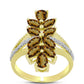 Inel din Argint 925 Placat cu Aur ( 3.7 grame ) cu Cuarț Coniac și Topaz Alb 2.67 Carate