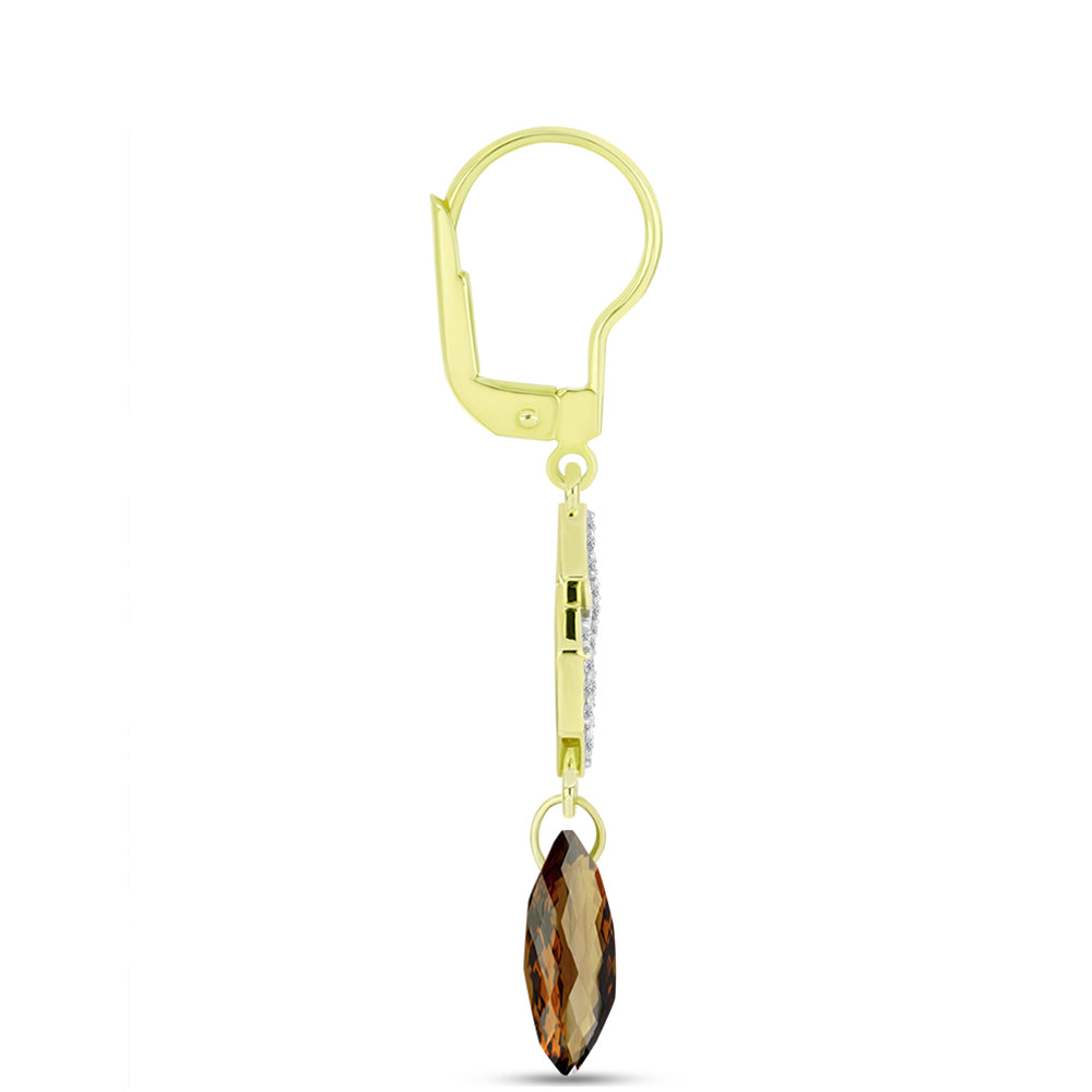 Cercei din Argint 925 Placat cu Aur ( 1.94 grame ) cu Cuarț Coniac și Topaz Alb 5.5 Carate 2 