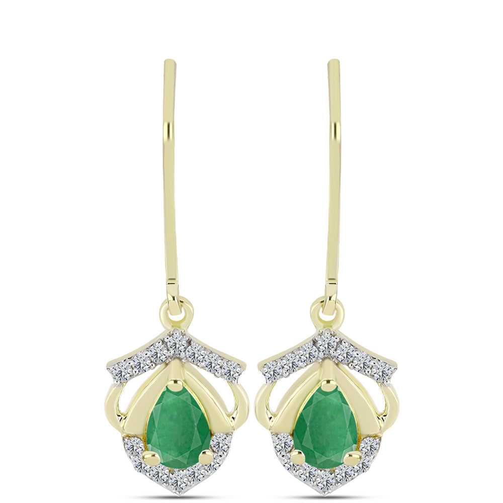 Cercei din Argint 925 Placat cu Aur ( 2.29 grame ) cu Smarald Brazilian și Topaz Alb 0.97 Carate 1 