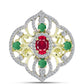 Inel din Argint 925 Placat cu Aur ( 7.25 grame ) cu Smarald Brazilian și Topaz Alb 4.52 Carate