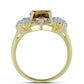 Inel din Argint 925 Placat cu Aur ( 5.14 grame ) cu Cuarț Coniac și Topaz Alb 2.87 Carate