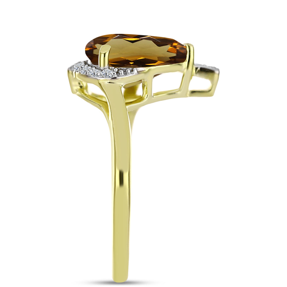 Inel din Argint 925 Placat cu Aur ( 2.9 grame ) cu Cuarț Coniac și Topaz Alb 2.37 Carate 4 
