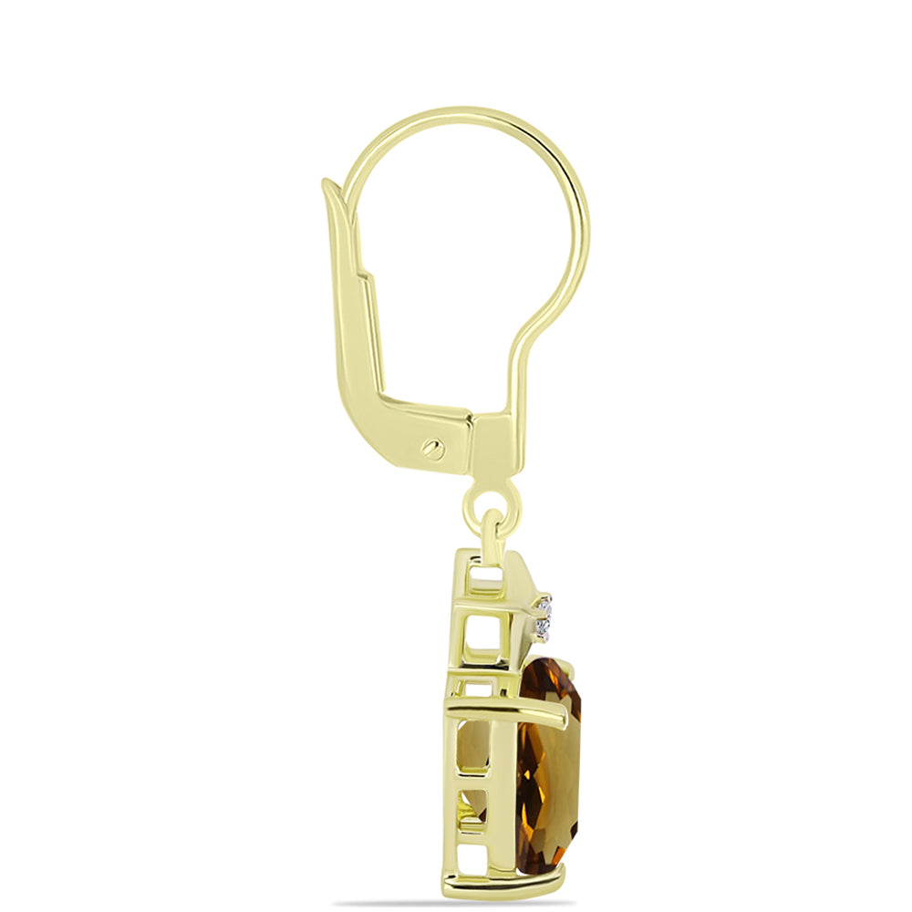 Cercei din Argint 925 Placat cu Aur ( 2.56 grame ) cu Cuarț Coniac și Topaz Alb 6.06 Carate 2 