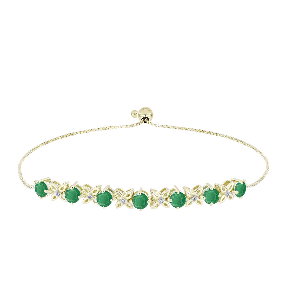 Brățară din Argint 925 Placat cu Aur ( 6.41 grame ) cu Smarald Brazilian și Topaz Alb 2.49 Carate
