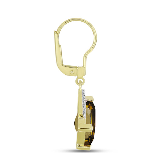 Cercei din Argint 925 Placat cu Aur ( 2.58 grame ) cu Cuarț Coniac și Topaz Alb 7.01 Carate