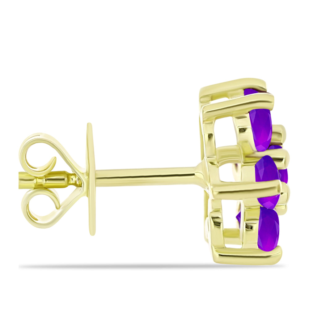 Cercei din Argint 925 Placat cu Aur ( 2.25 grame ) cu Agat Violet 1.51 Carate 2 