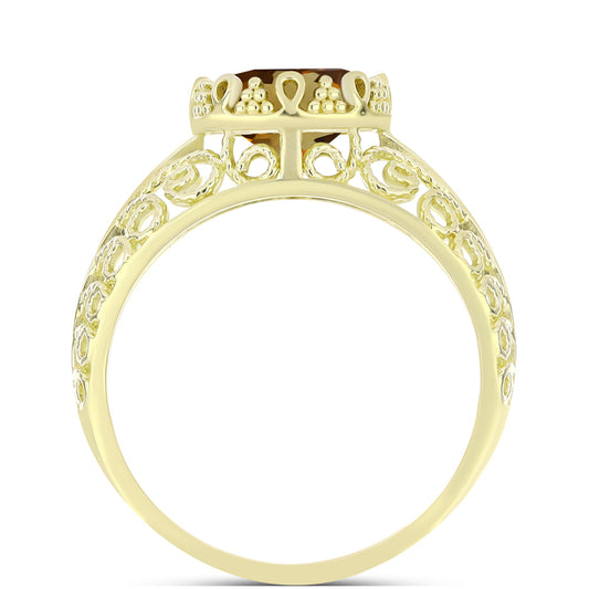 Inel din Argint 925 Placat cu Aur ( 4.33 grame ) cu Cuarț Coniac 2.63 Carate