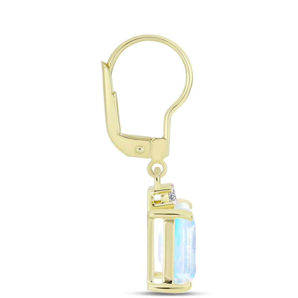 Cercei din Argint 925 Placat cu Aur ( 2.46 grame ) cu Piatra Lunii Curcubeu și Topaz Alb 4.56 Carate 2 
