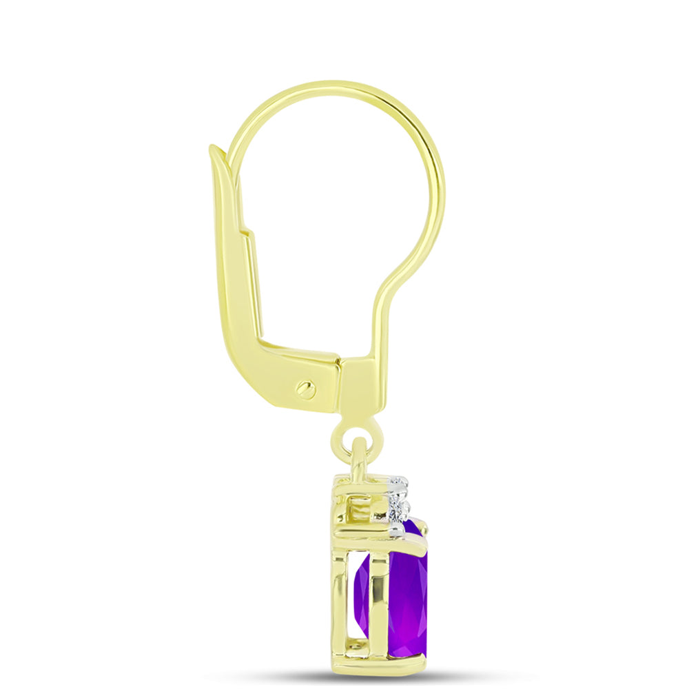 Cercei din Argint 925 Placat cu Aur ( 1.77 grame ) cu Agat Violet și Topaz Alb 1.4 Carate 2 