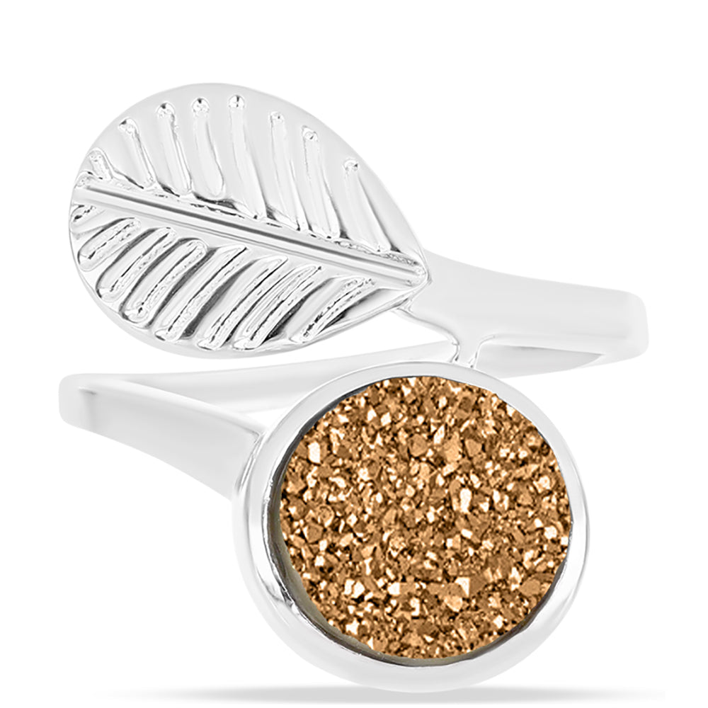 Inel din Argint 925 ( 4.5 grame ) cu Drusy Auriu 3.68 Carate 1 