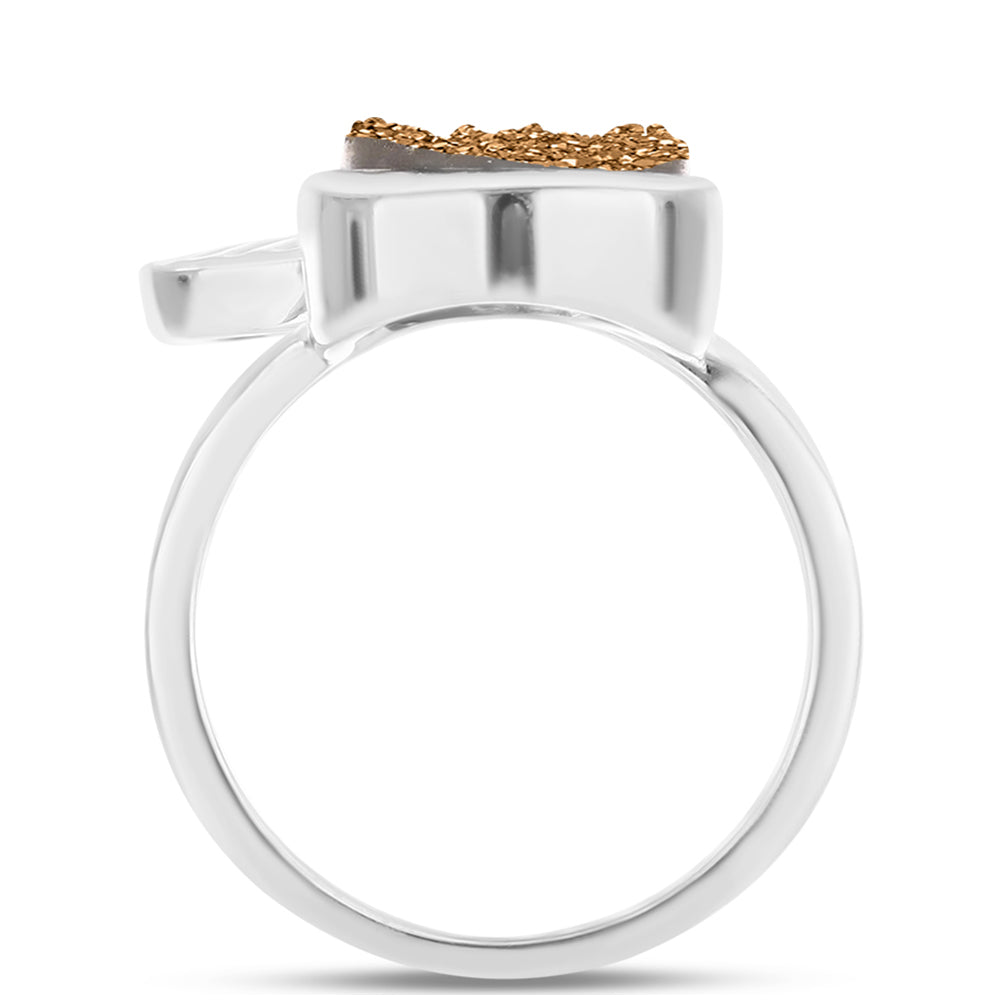 Inel din Argint 925 ( 4.5 grame ) cu Drusy Auriu 3.68 Carate 2 