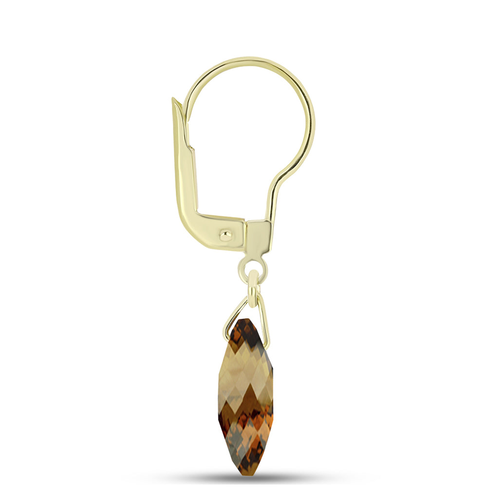 Cercei din Argint 925 Placat cu Aur ( 0.95 grame ) cu Cuarț Coniac 5.37 Carate 2 