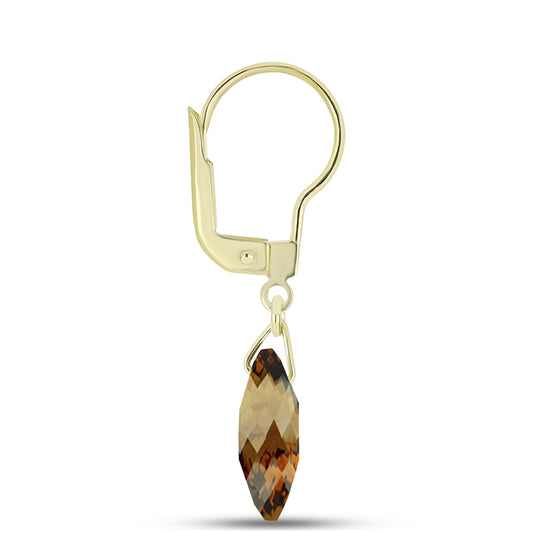 Cercei din Argint 925 Placat cu Aur ( 0.95 grame ) cu Cuarț Coniac 5.37 Carate