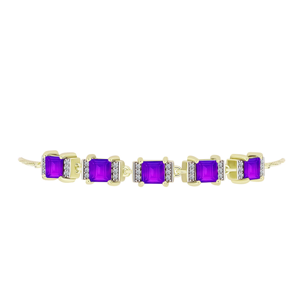 Brățară din Argint 925 Placat cu Aur ( 6.43 grame ) cu Agat Violet și Topaz Alb 3.03 Carate