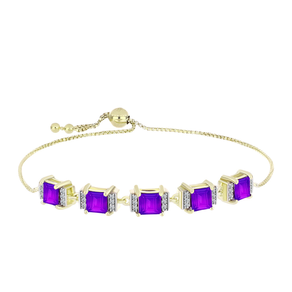Brățară din Argint 925 Placat cu Aur ( 6.43 grame ) cu Agat Violet și Topaz Alb 3.03 Carate 1 