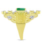 Inel din Argint 925 Placat cu Aur ( 6.84 grame ) cu Smarald Brazilian și Topaz Alb 1 Carate