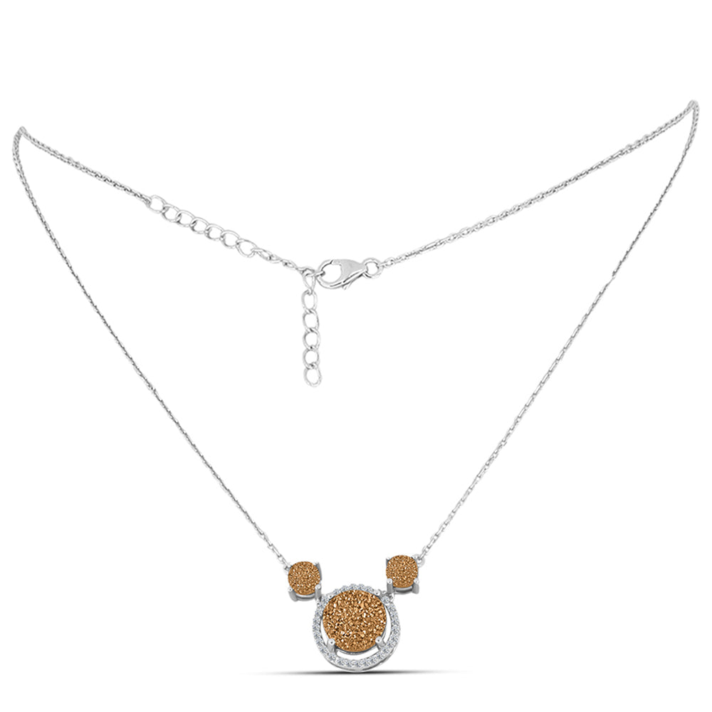 Colier din Argint 925 ( 4.43 grame ) cu Drusy Auriu și Topaz Alb 5.11 Carate