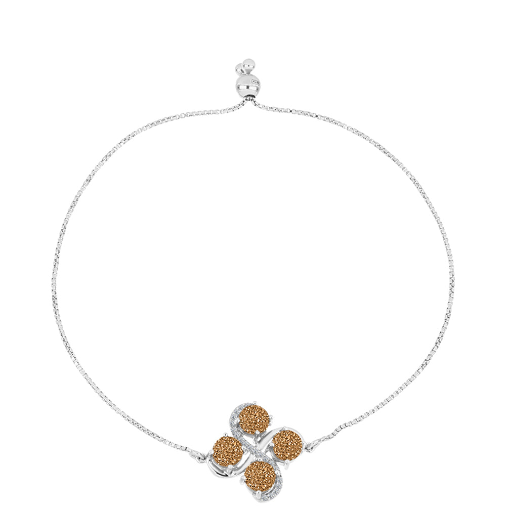 Brățară din Argint 925 ( 4.32 grame ) cu Drusy Auriu și Topaz Alb 3.99 Carate 1 