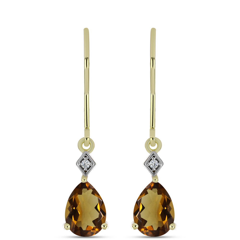 Cercei din Argint 925 Placat cu Aur ( 1.64 grame ) cu Cuarț Coniac și Topaz Alb 2.01 Carate
