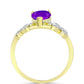 Inel din Argint 925 Placat cu Aur ( 3.37 grame ) cu Agat Violet și Topaz Alb 1.92 Carate