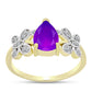 Inel din Argint 925 Placat cu Aur ( 3.37 grame ) cu Agat Violet și Topaz Alb 1.92 Carate