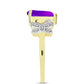 Inel din Argint 925 Placat cu Aur ( 3.37 grame ) cu Agat Violet și Topaz Alb 1.92 Carate