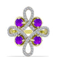 Inel din Argint 925 Placat cu Aur ( 4.36 grame ) cu Agat Violet și Topaz Alb 1.59 Carate
