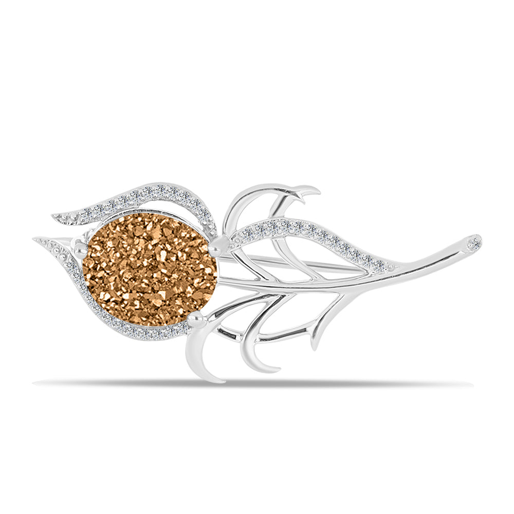 din Argint 925 ( 4.11 grame ) cu Drusy Auriu și Topaz Alb 4.96 Carate 1 