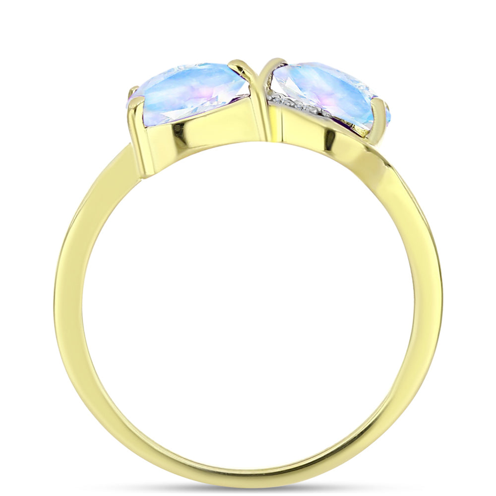 Inel din Argint 925 Placat cu Aur ( 2.41 grame ) cu Piatra Lunii Curcubeu și Topaz Alb 1.34 Carate
