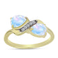 Inel din Argint 925 Placat cu Aur ( 2.41 grame ) cu Piatra Lunii Curcubeu și Topaz Alb 1.34 Carate