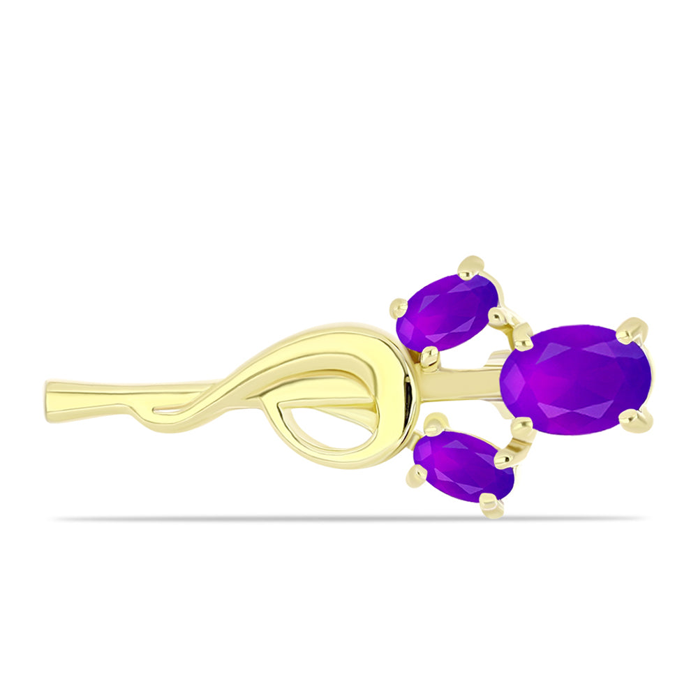 Broşă din Argint 925 Placat cu Aur ( 2.57 grame ) cu Agat Violet 1.09 Carate