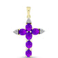 Cruce Pandantiv din Argint 925 Placat cu Aur ( 2.21 grame ) cu Agat Violet și Topaz Alb 2.06 Carate