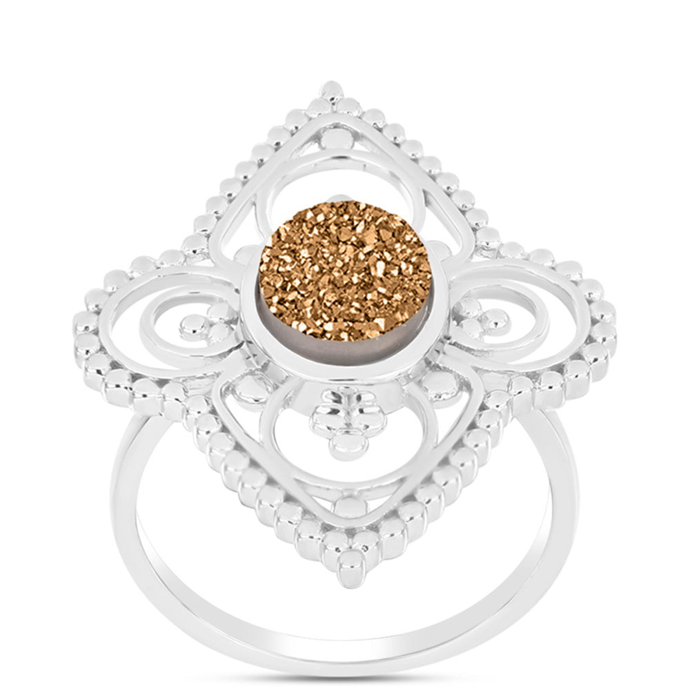 Inel din Argint 925 ( 4.98 grame ) cu Drusy Auriu 2.64 Carate 3 