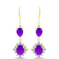 Cercei din Argint 925 Placat cu Aur ( 3.18 grame ) cu Agat Violet și Topaz Alb 4.1 Carate