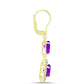 Cercei din Argint 925 Placat cu Aur ( 3.18 grame ) cu Agat Violet și Topaz Alb 4.1 Carate