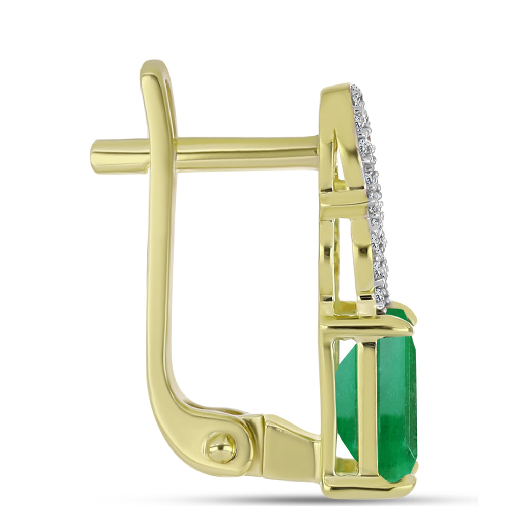 Cercei din Argint 925 Placat cu Aur ( 3.93 grame ) cu Smarald Brazilian și Topaz Alb 3.23 Carate 2 