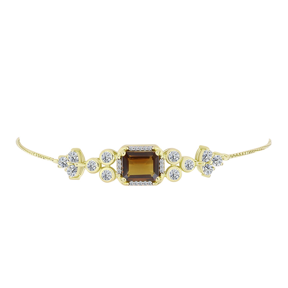 Brățară din Argint 925 Placat cu Aur ( 5.98 grame ) cu Cuarț Coniac și Topaz Alb 4.91 Carate 2 