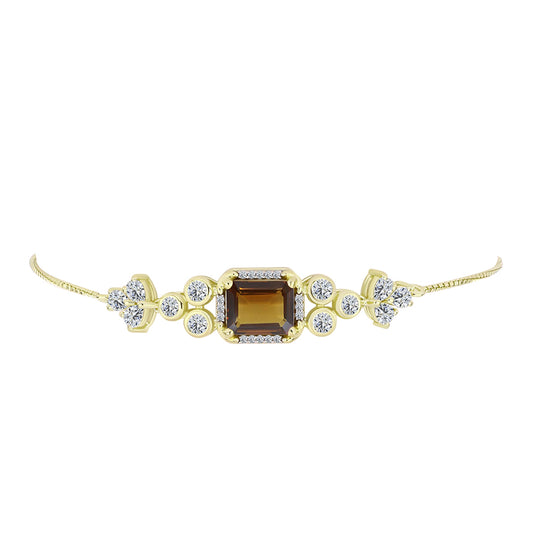 Brățară din Argint 925 Placat cu Aur ( 5.98 grame ) cu Cuarț Coniac și Topaz Alb 4.91 Carate