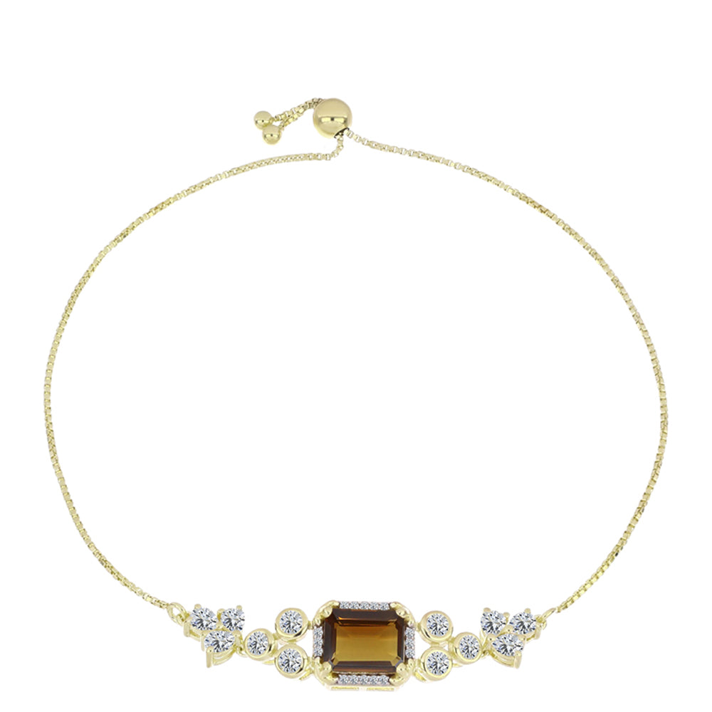 Brățară din Argint 925 Placat cu Aur ( 5.98 grame ) cu Cuarț Coniac și Topaz Alb 4.91 Carate