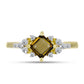 Inel din Argint 925 Placat cu Aur ( 2 grame ) cu Cuarț Coniac și Topaz Alb 0.88 Carate