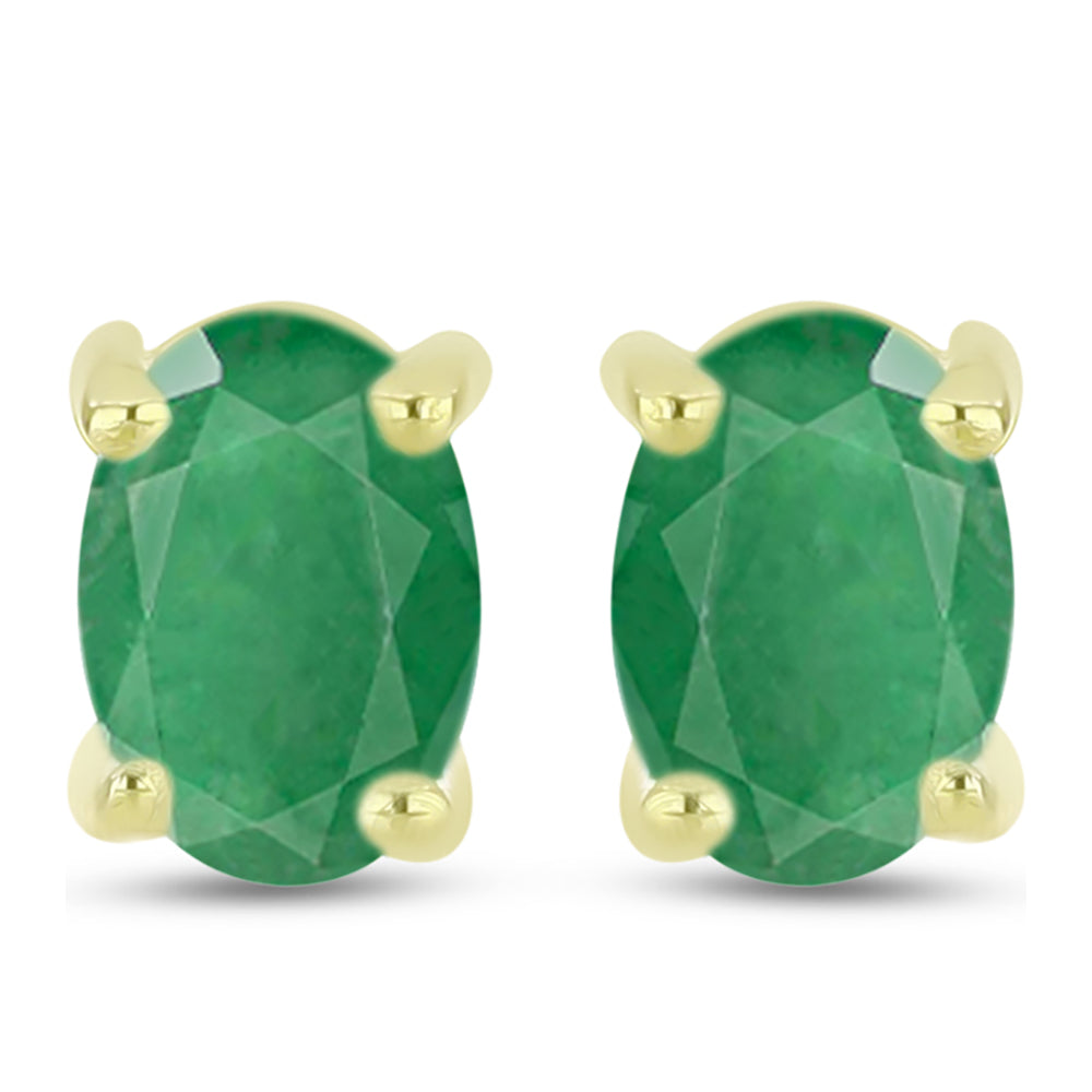 Cercei din Argint 925 Placat cu Aur ( 1.14 grame ) cu Smarald Brazilian 1.03 Carate