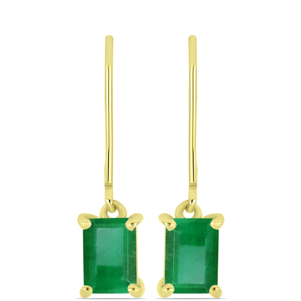 Cercei din Argint 925 Placat cu Aur ( 2 grame ) cu Smarald Brazilian 2.33 Carate